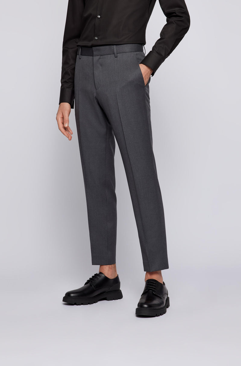 HUGO - Slim-fit trousers in a checked wool blend