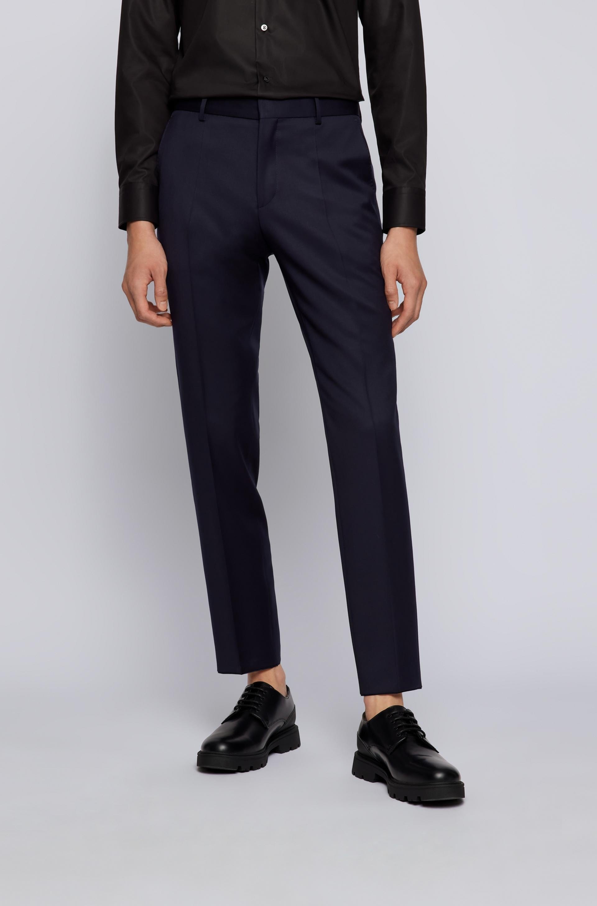 Hugo Boss slim fit Genius trouser in Dark Blue pure virgin wool