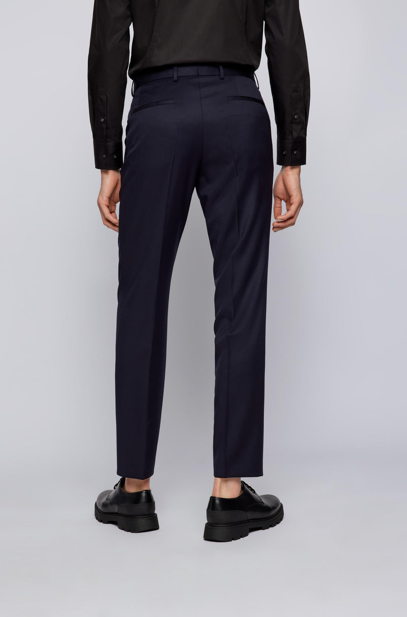Buy BOSS Travel-Friendly Stretch Slim Fit Flat-Front Trousers | Black Color  Men | AJIO LUXE