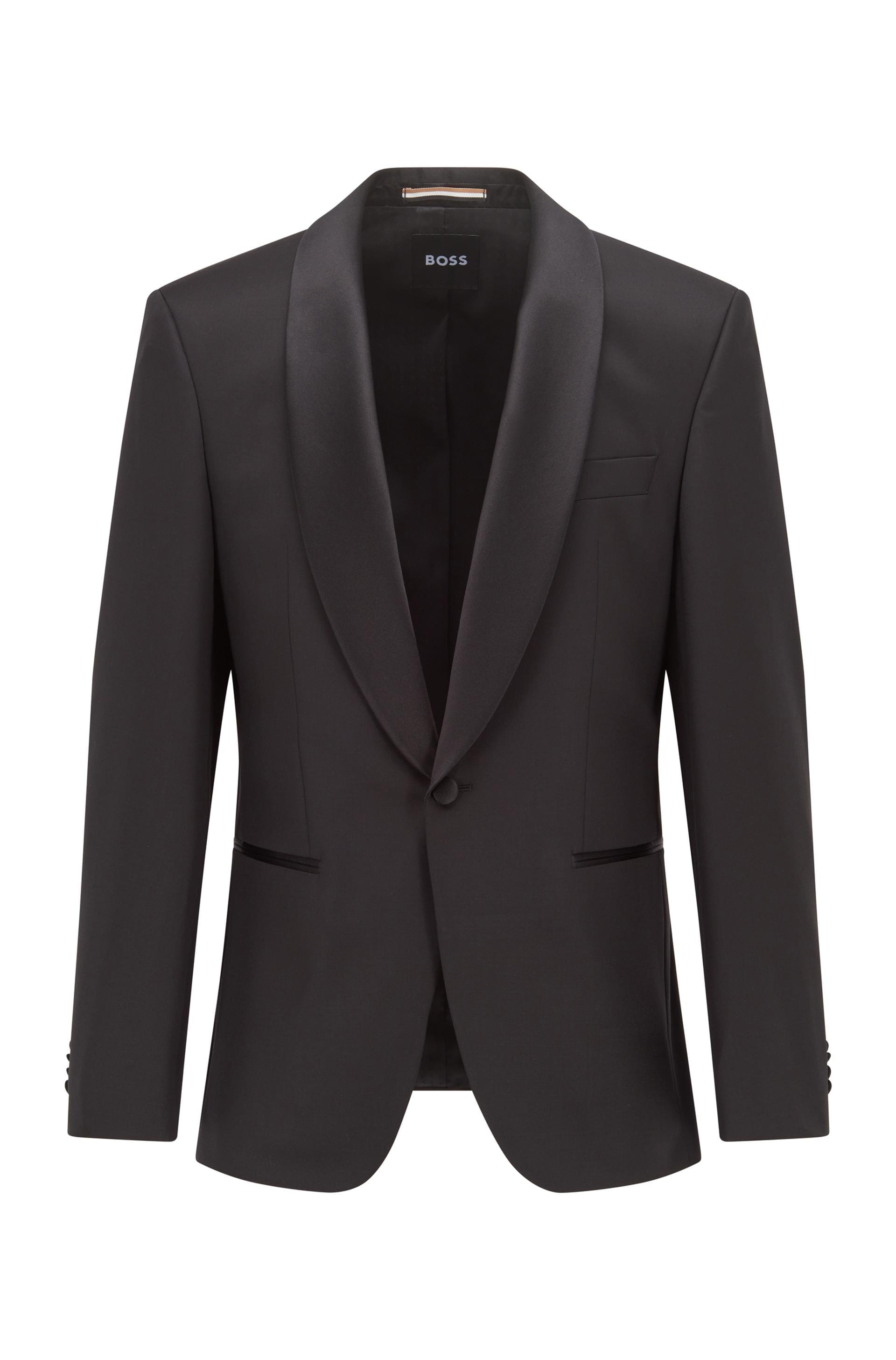 Hugo Boss Classic Fit Jeckson Tuxedo Dinner Suit in Black Pure Virgin Wool