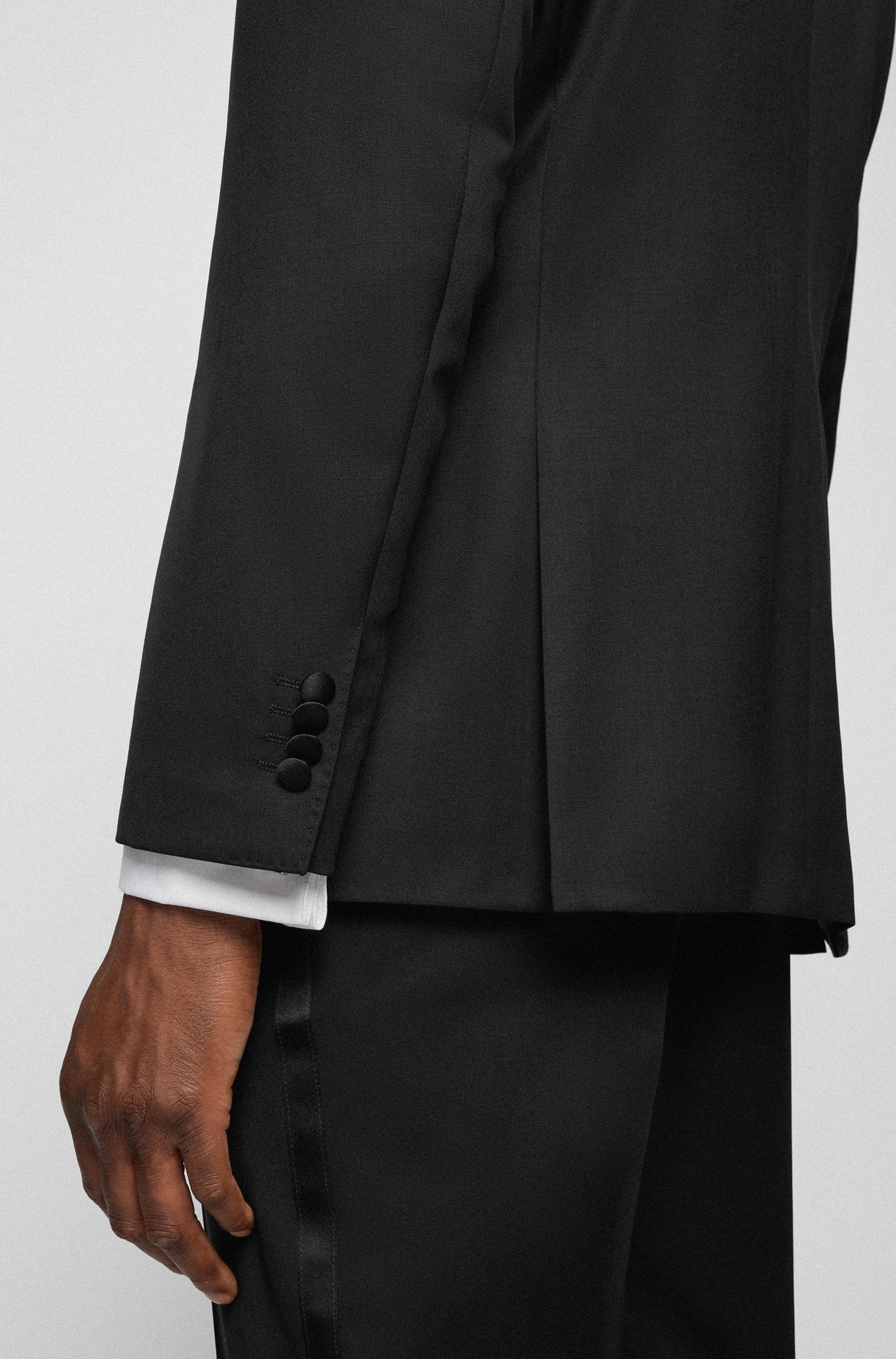 Hugo Boss Classic Fit Jeckson Tuxedo Dinner Suit in Black Pure Virgin Wool