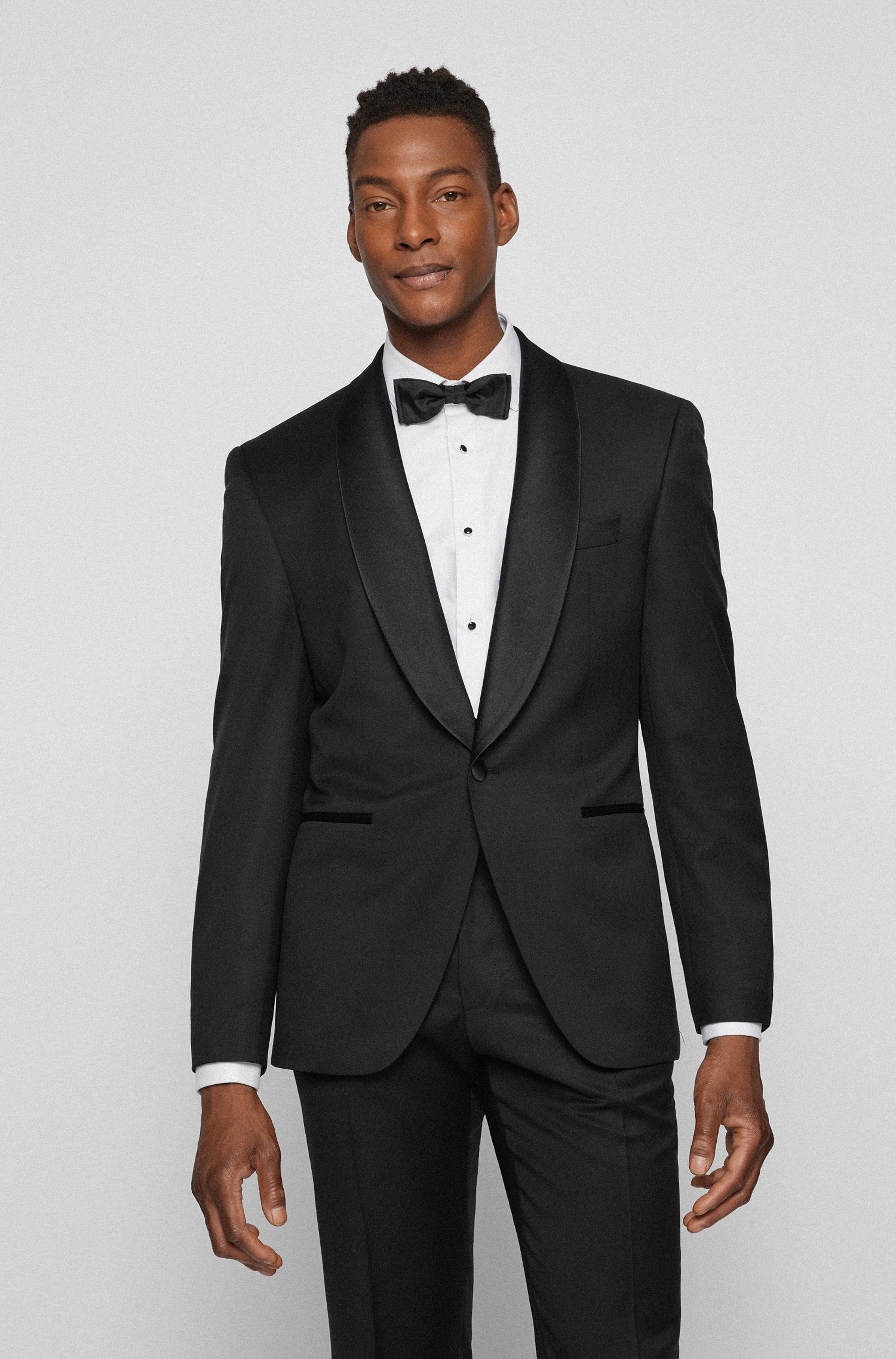Hugo Boss Classic Fit Jeckson Tuxedo Dinner Suit in Black Pure Virgin Wool