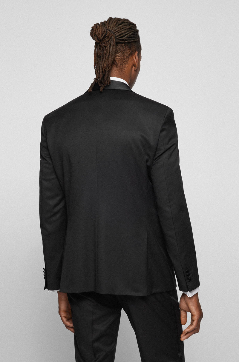Hugo Boss Classic Fit Jeckson Tuxedo Dinner Suit in Black Pure Virgin Wool