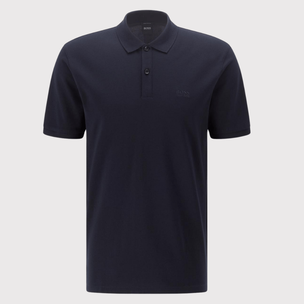 Mens Polo Shirts Hugo Boss Logo Polo Shirt in Navy Blue Cotton Mens Suit Warehouse Melbourne