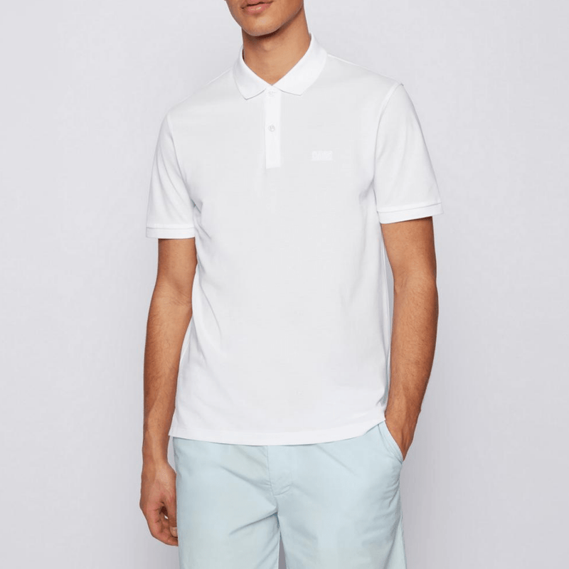 front view of the hugo boss classic fit mens polo in white 