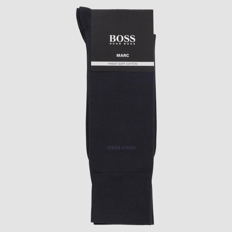 mens regular length hugo boss cotton socks with 2% stretch in dark navy blue