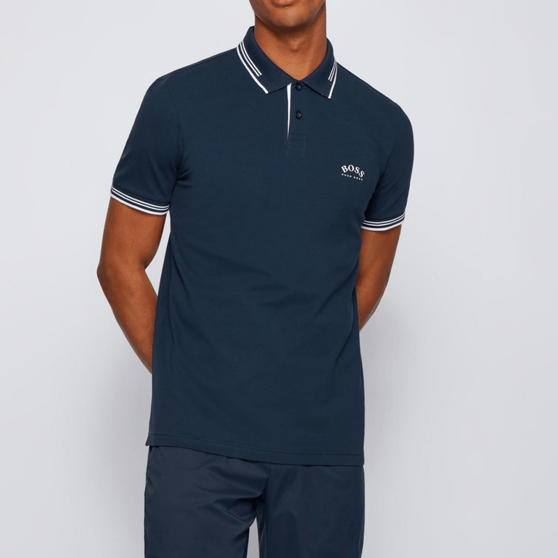 Mens Polo Shirts | Hugo Boss Logo Polo in Navy Blue Cotton – Mens Suit ...