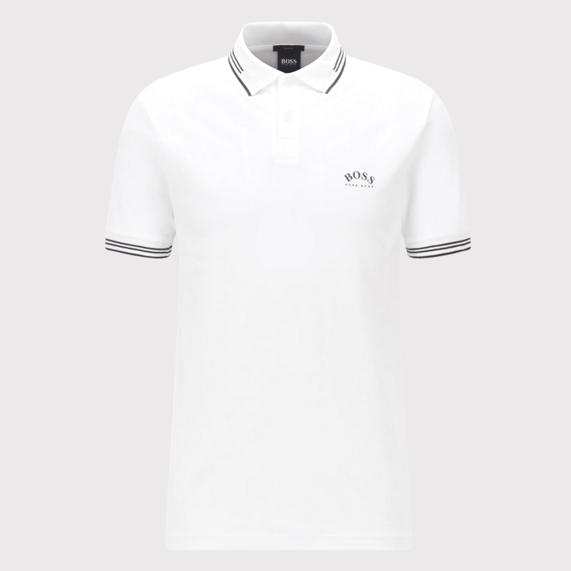 Mens Polo Shirts | Hugo Boss Logo Polo in White Cotton – Mens Suit ...
