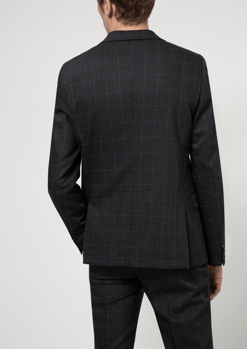 the back of the slim fit mens anfred suit blazer in charcoal by hugo boss