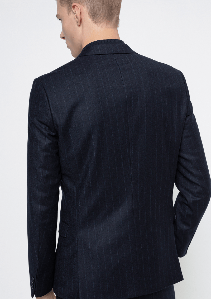 a back view of the arti hugo menswear suit in navy pinstripe pure wool 50443357 with hesten hugo trousers
