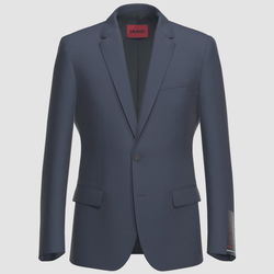 the hugo slim fit henry suit jacket in dark navy wool with two side pockets and two button closure