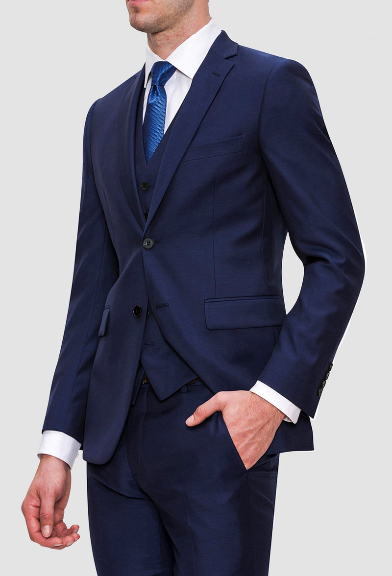 a side on view of the joe Black slim fit anchor suit in navy pure wool FJY100