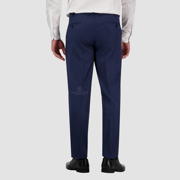 the back of the mens noah suit trouser in blue pure wool