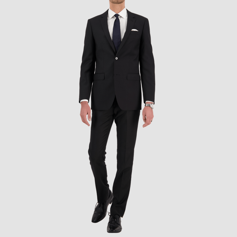 Savile Row Tailored Fit Mens Abram Suit in Black Pure Wool Big Man