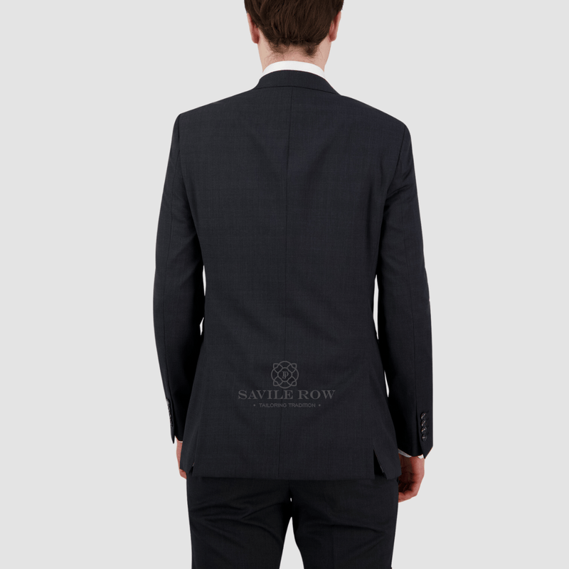 the back of the mens charcoal suit the abram suit