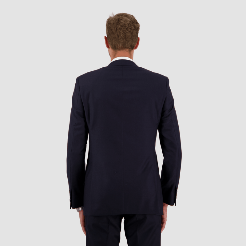 the back of the abrams mens suit jacket in navy blue