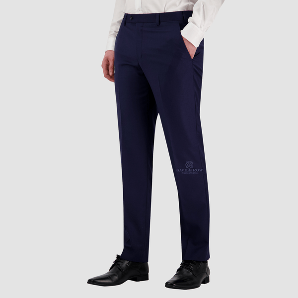 a classic fit straight leg suit trouser in a marine navy blue with side pockets