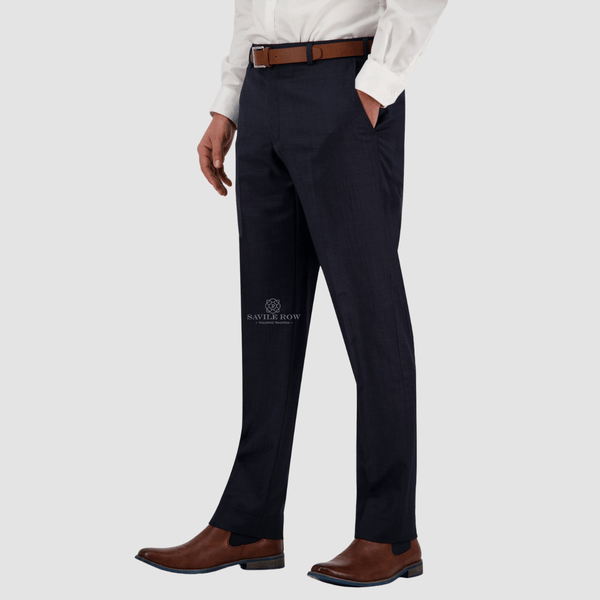 savile row mens noah suit trouser in navy blue with a classic fit 