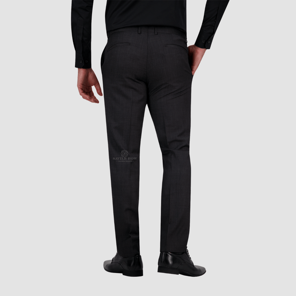the back of the mens slim fit jesse trouser in grey pure wool c1