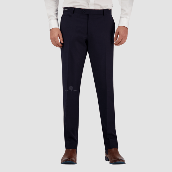 mens tailored fit black suit trousers in navy D7 fabric