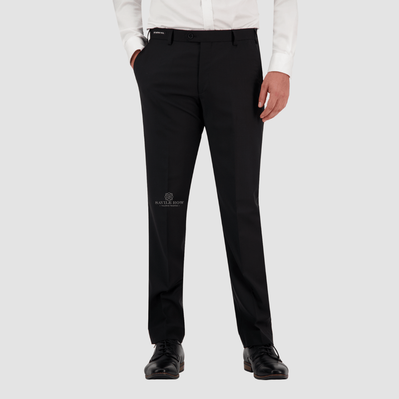 front view of the mens classic fit noah trouser in black