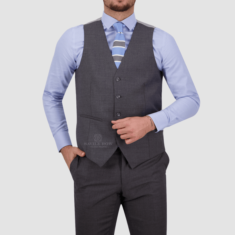 mens medium grey colour suit vest in a classic fit 