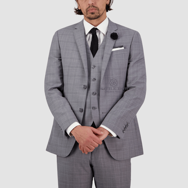 the fw5 silver grey abram suit with the matching vest underneath
