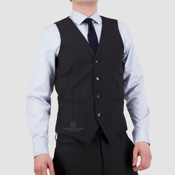 mens classic fit saul vest in charcoal pure wool