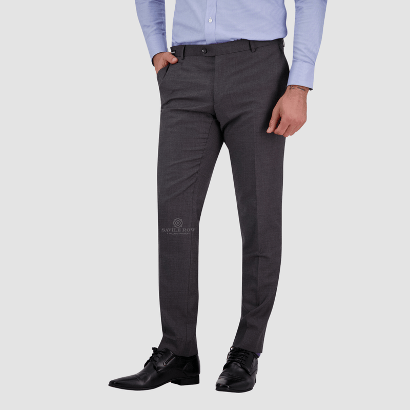 front of the slim fit jesse grey suit pant with belt loops and side pockets