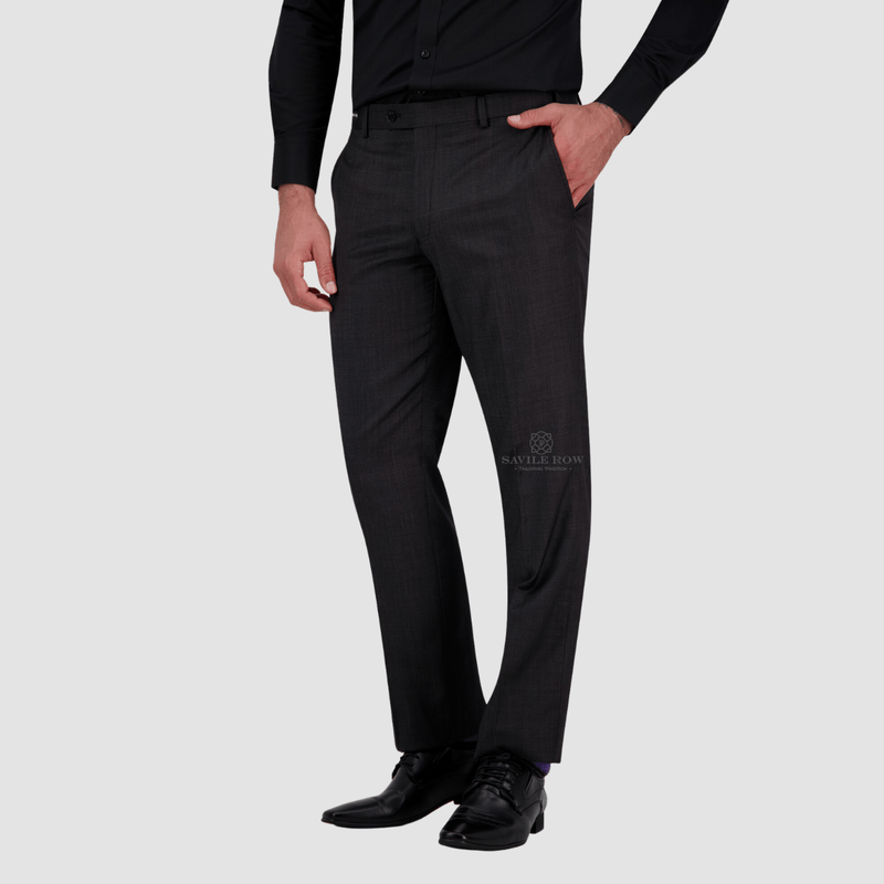 the suit trouser pant with a straight leg side pockets and belt loops around the waist