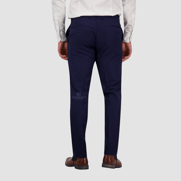 savile row mens navy blue suit pants with white shirt