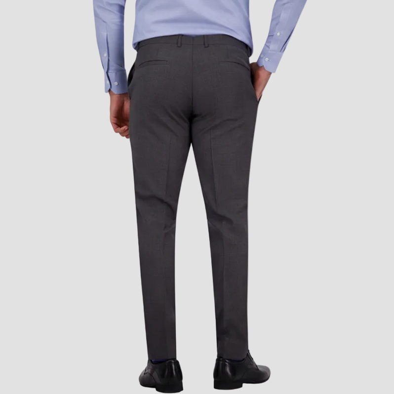Savile Row’s slim fit grey travel‑finish trouser, crafted in Super 110’s Merino.