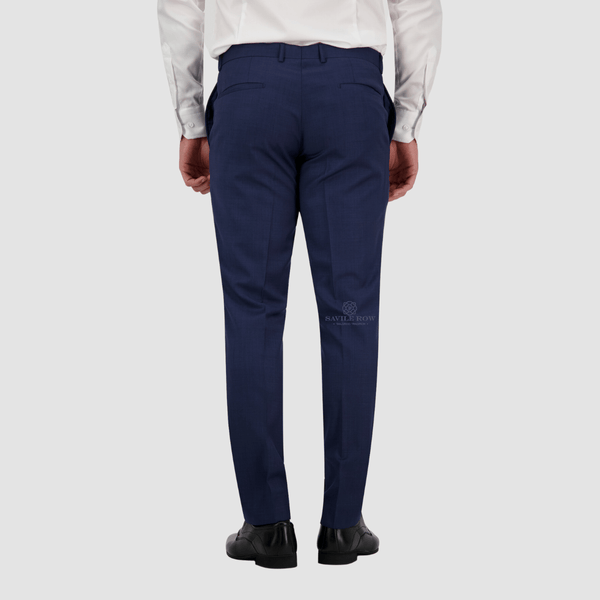 the back of the mens blue savile row suit trouser