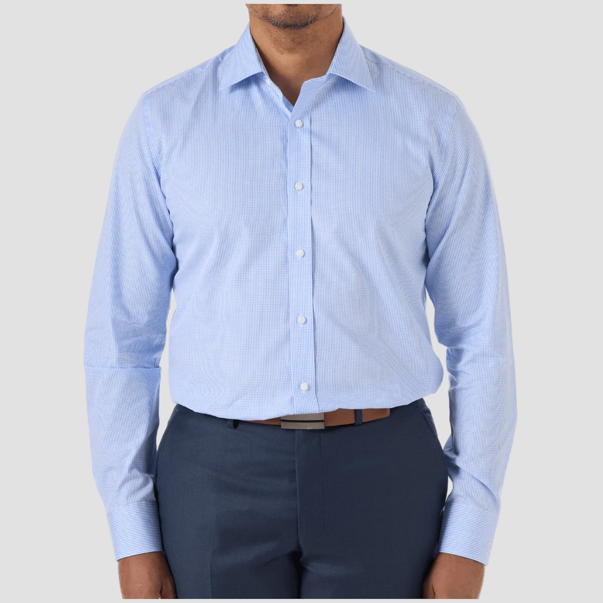 studio italia gingham patterned blue business menswear