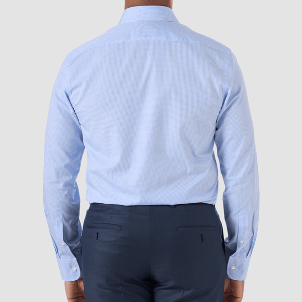 studio italia gingham patterned blue business menswear back