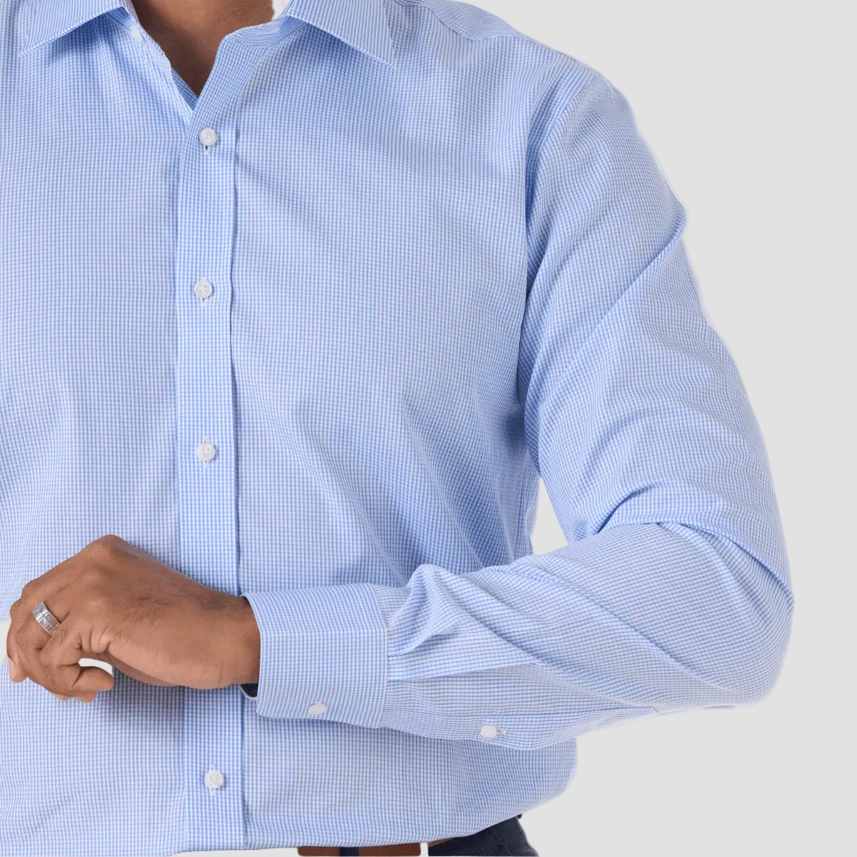 studio italia blue gingham spencer business shirt menswear details
