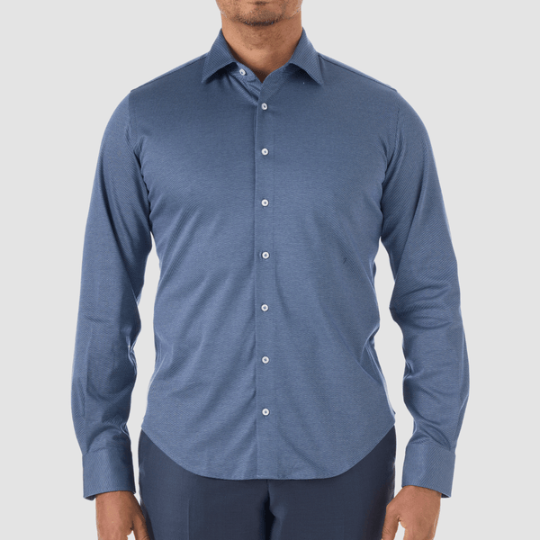 studio italia blue jarvis knit menswear shirt