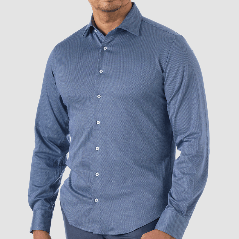 studio italia blue jarvis knit menswear shirt