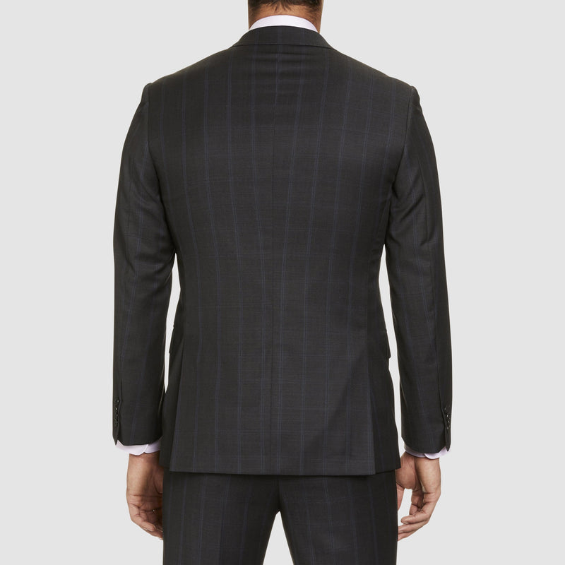 the back of the studio italia momento regular fit mens suit in charcoal