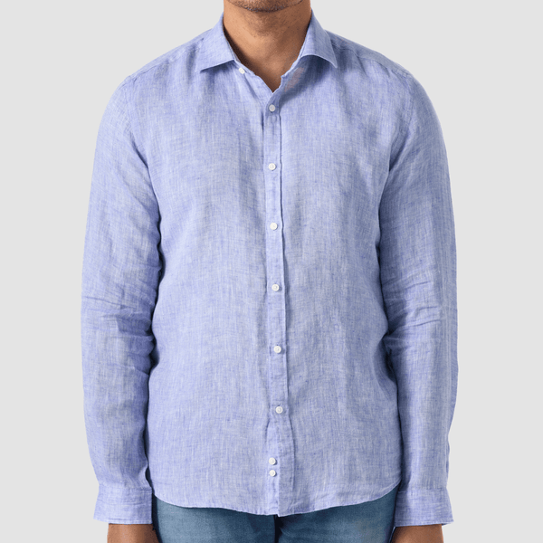 studio italia riva shirt a light blue linen shirt with a slim fit