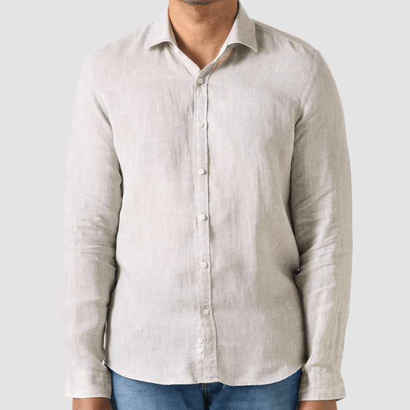 Mens Shirts  Studio Italia Slim Fit Riva Linen Shirt in Sage – Mens Suit  Warehouse - Melbourne