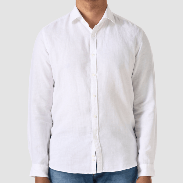 Studio Italia slim fit riva shirt in white linen