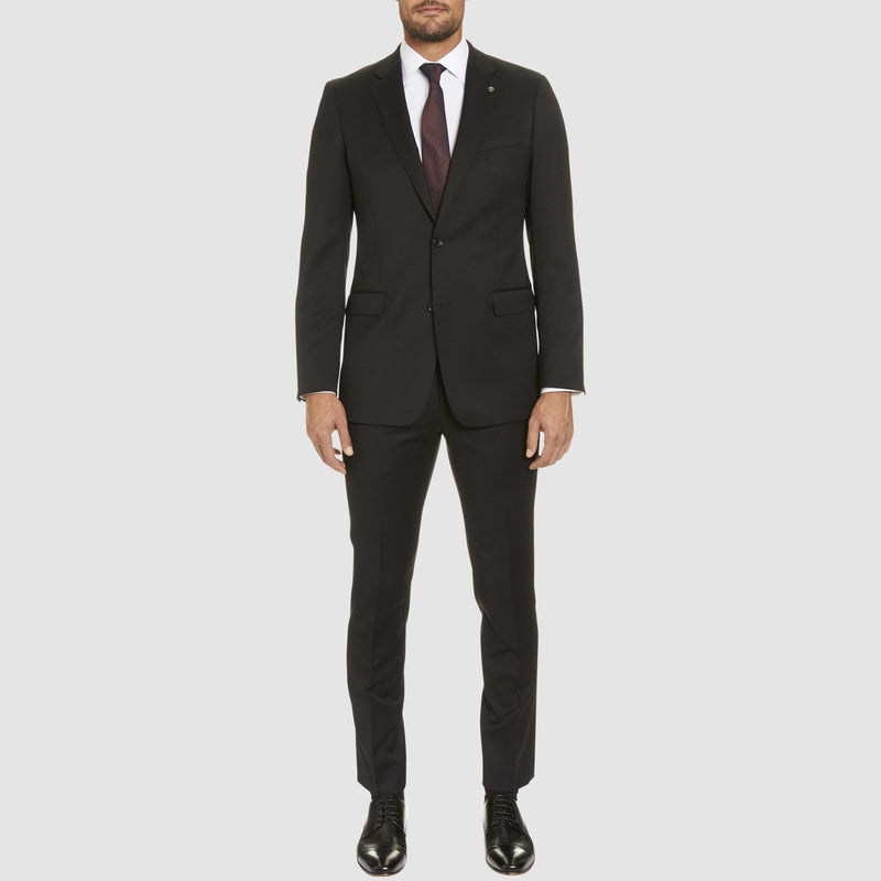 a full length view of the studio italia classic icon fit george suit in black wool blend ST-470-31