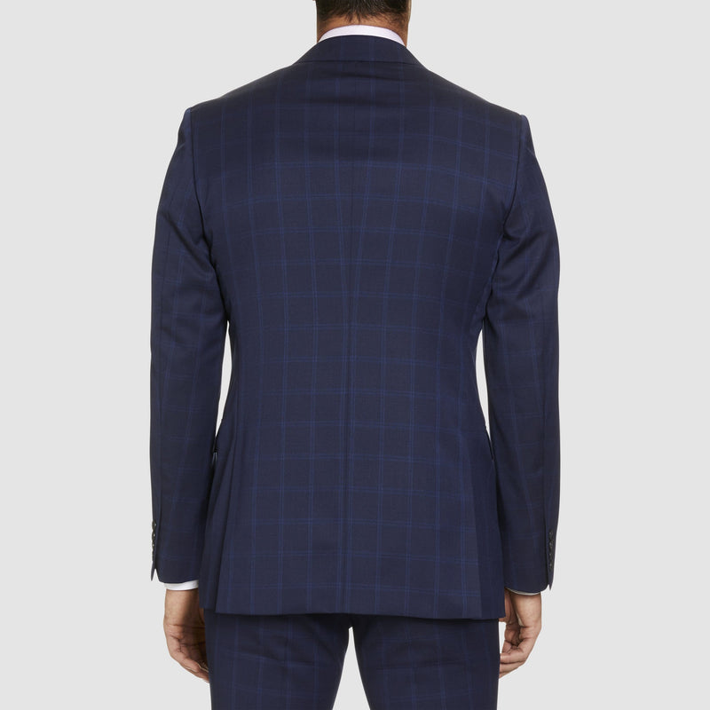 A back view of the studio italia classic icon fit momento suit in blue pure wool ST-479-11