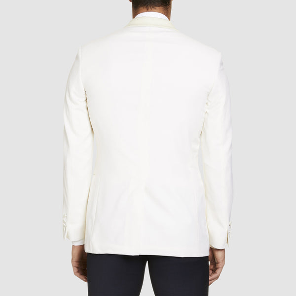 Studio Italia Slim Fit Prince Tuxedo Jacket With Shawl Collar In Ivory Pure Wool