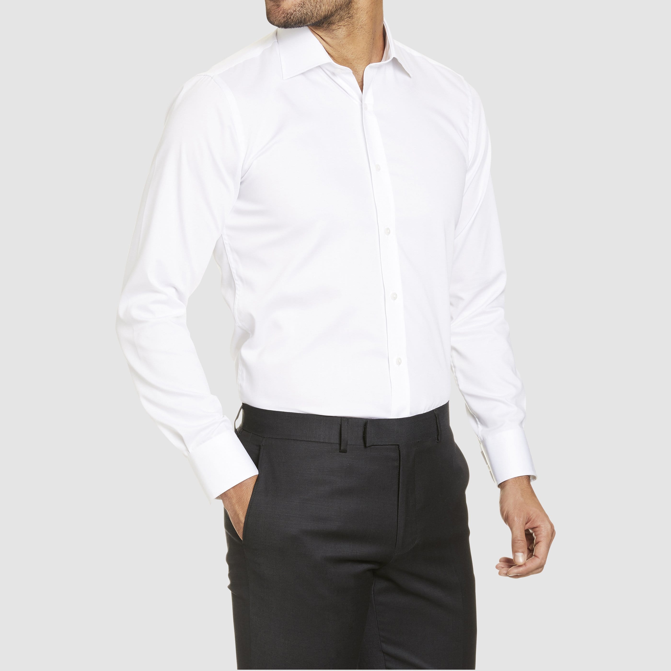 front view of the studio italia slim fit spencer business shirt  ST-01 single cuff
