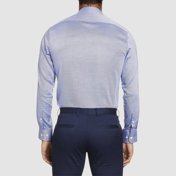 a back view of the studio italia slim fit spencer business shirt in blue easy iron cotton  ST-21
