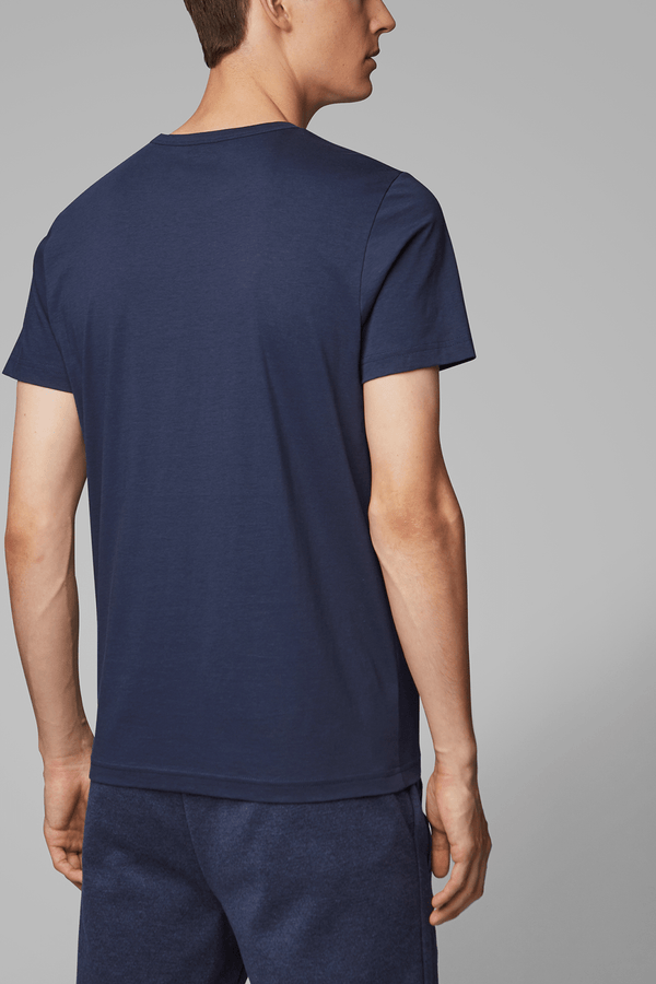 the back view of the hugo boss classic fit mens navy cotton t-shirt