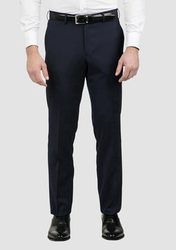 a front view of the cambridge jett trouser in navy pure wool FCG279