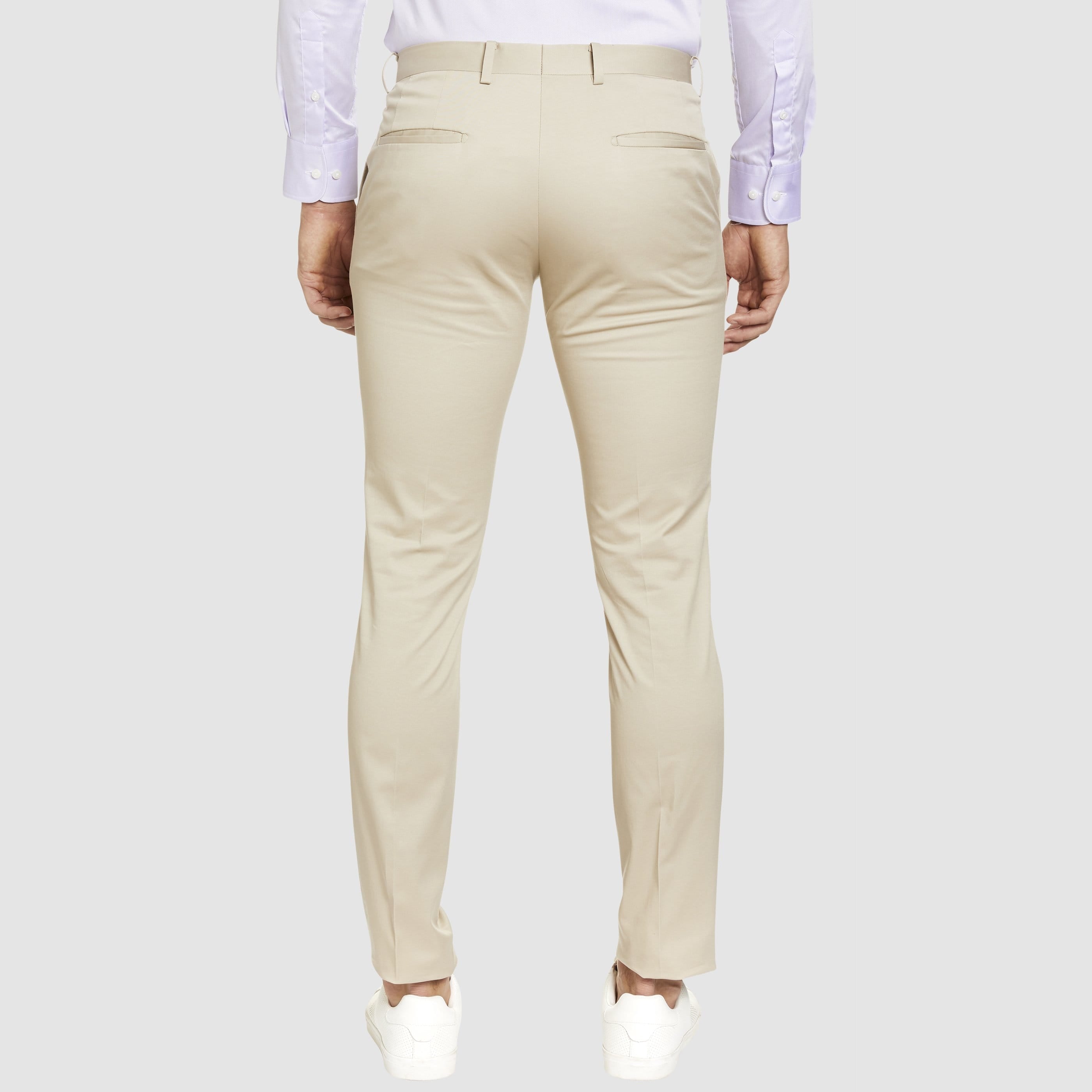 a back view of the Studio Italia slim fit chino in beige stone  cotton stretch  ST-376-81